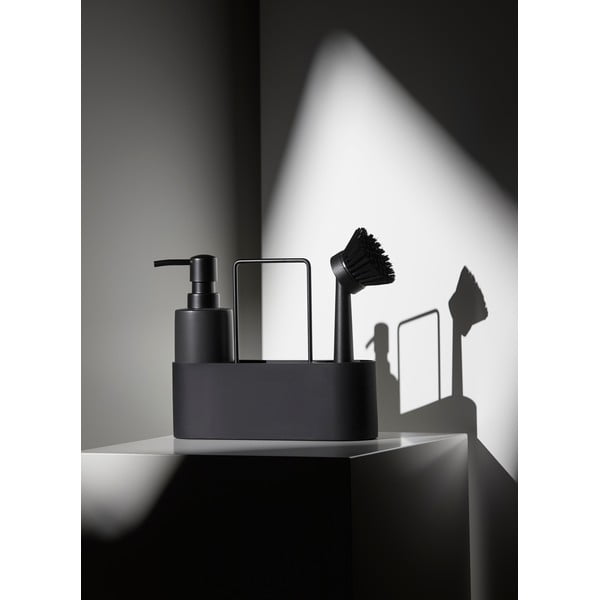 Черна пластмасова/силиконова стойка за перилни препарати Singles – Zone-image-2