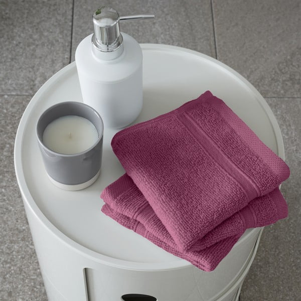 Тъмнорозови памучни кърпи в комплект от 2 бр. от тери 30x30 cm Zero Twist – Catherine Lansfield-image-1