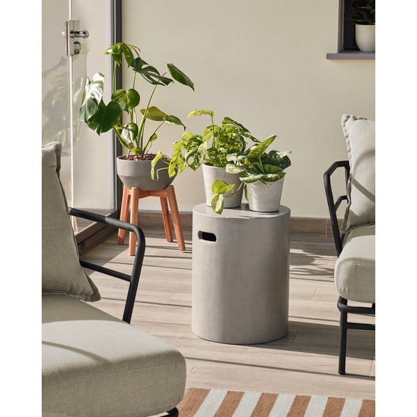 Сива бетонна маса за съхранение Jenell, ⌀ 35 cm - Kave Home-image-2