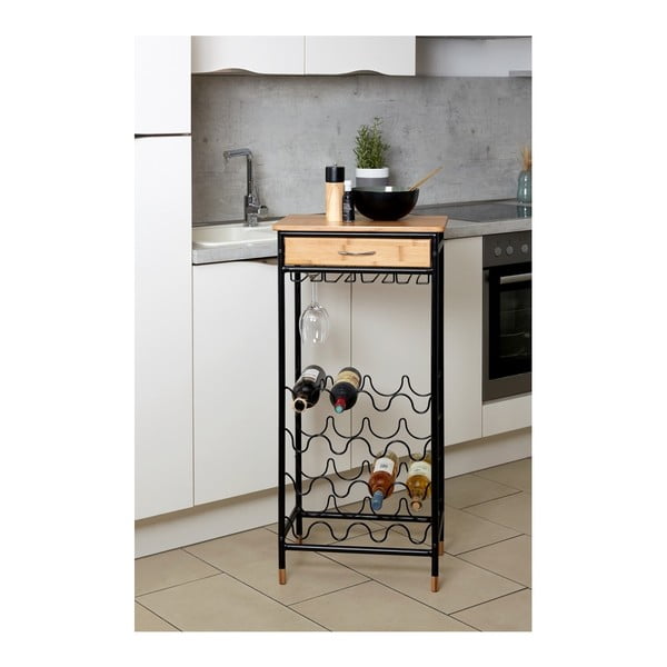 Черен/естествен метален шкаф за вино брой бутилки 16, 48x95 cm Loft – Wenko-image-3