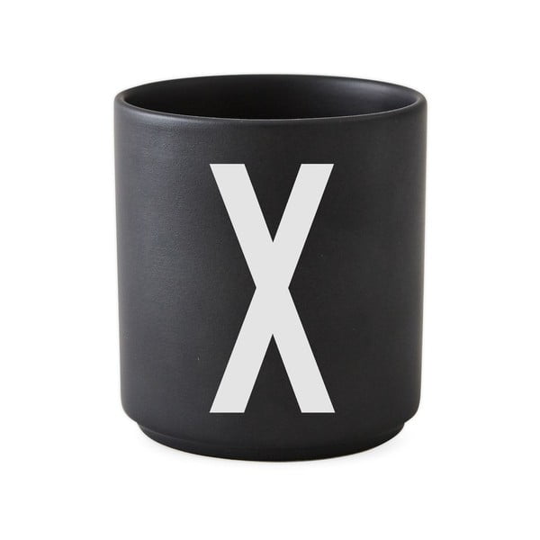 Черна порцеланова чаша Alphabet X, 250 ml A-Z - Design Letters