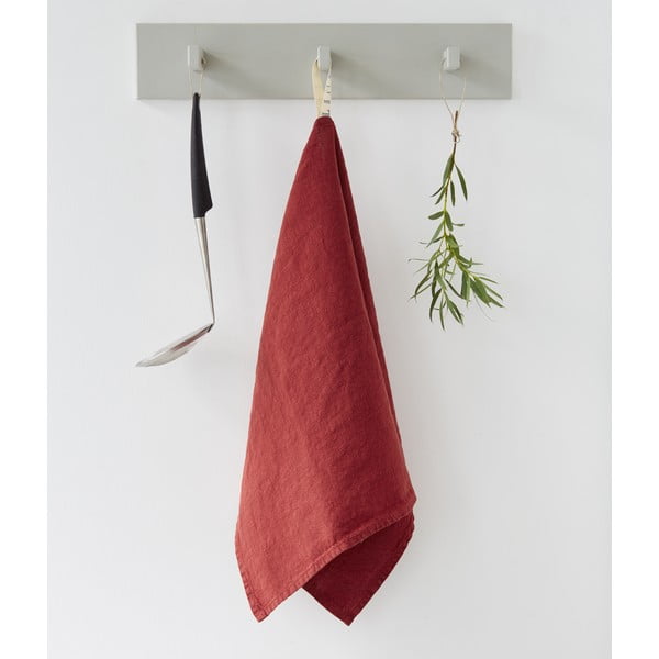Класическа червена ленена кърпа за чай, 65 x 45 cm - Linen Tales