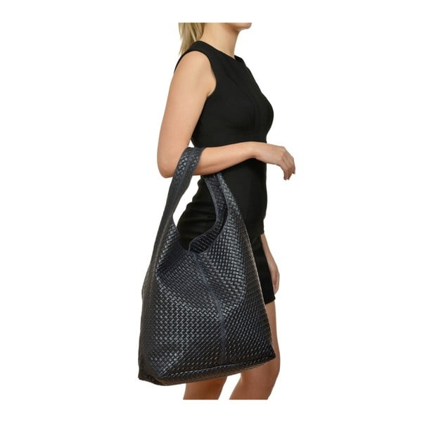 Синя кожена чанта Mangotti Paula - Mangotti Bags-image-2