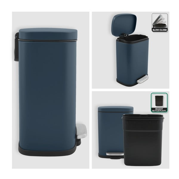 Стоманено кошче за боклук с педал в петролен цвят 5 l   Akira – Spirella-image-4