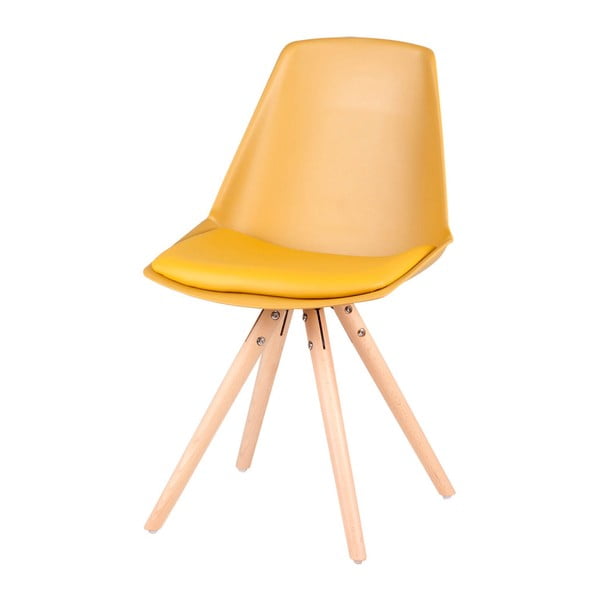 Sada 4 žlutých židlí s nohama zbukového dřeva sømcasa Bella