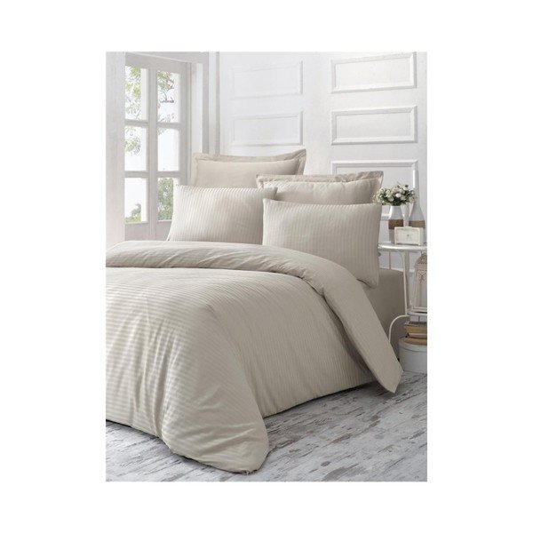 Спално бельо от памучен сатен с чаршаф за двойно легло Samia Lijena, 200 x 220 cm - Mijolnir