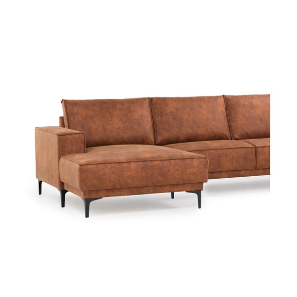 Кафяв ъглов диван от изкуствена кожа (ляв ъгъл) Copenhagen - Scandic-image-4
