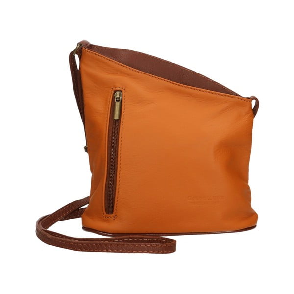 Кафява кожена чанта в цвят коняк Garturo - Chicca Borse