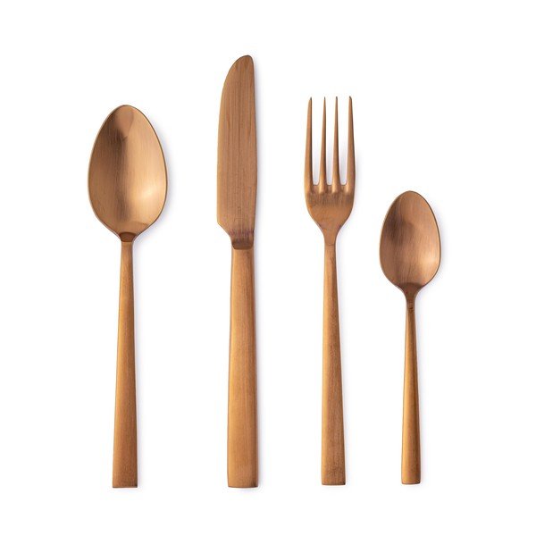 Прибори за хранене 16 бр. от неръждаема стомана в меден цвят за 4 души Hestia – Bizzotto