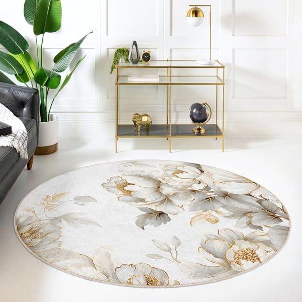 Светлосиво-бежов кръгъл килим подходящ за пране ø 100 cm Soft and Gentle – Mila Home-image-3