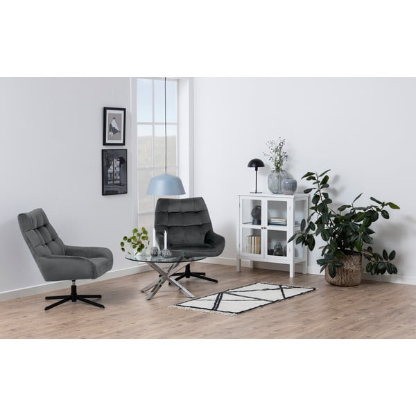 Сиво въртящо се кадифено кресло Paris – Actona-image-1