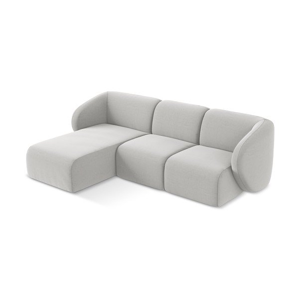 Светлосив кадифен ъглов диван (ляв ъгъл) Lani – Makamii-image-2