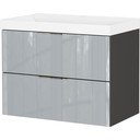 Сив гланцов стенен шкаф с мивка 81x65 cm Vasio – Germania