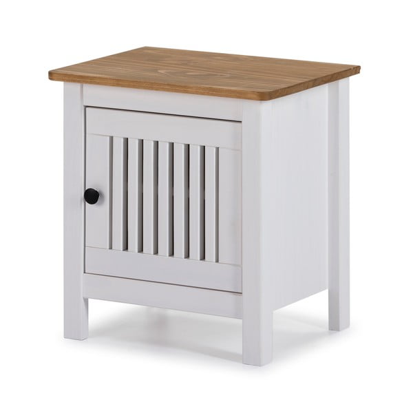 Бяла дървена нощна масичка Bruna - Marckeric-image-3