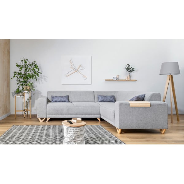 Светлосив разтегателен/с място за съхранение ъглов диван (десен ъгъл/L форма) Classy Sophie – Miuform-image-1