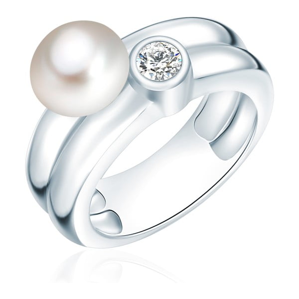 Prsten s perlou a zirkonem Nova Pearls Lynkeus, vel. 58