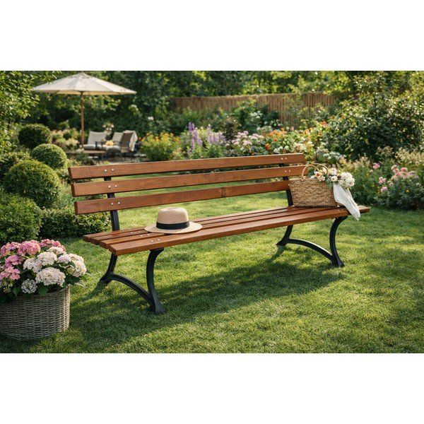 Градинска пейка от масивно дърво в естествен цвят – Rojaplast-image-1