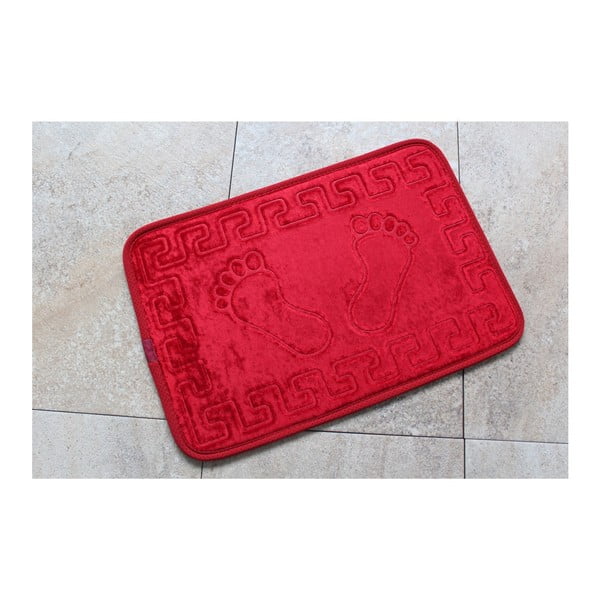 Червена постелка за баня с мотив Feet Feet, 60 x 40 cm - Foutastic