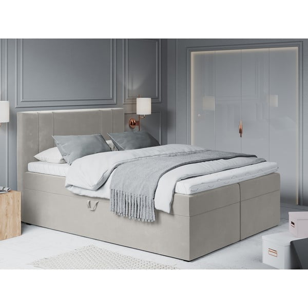Бежово кадифено двойно легло , 200 x 200 cm Afra - Mazzini Beds-image-1