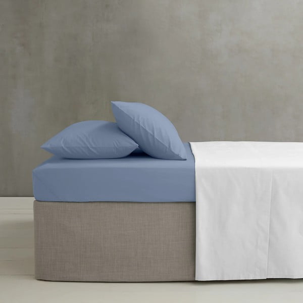 Син еластичен чаршаф от перкал 90x190 cm Easy Iron Percale – Catherine Lansfield-image-1