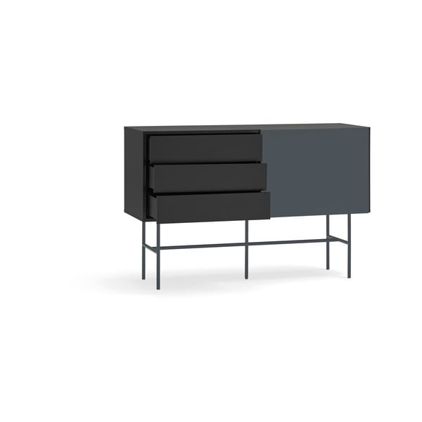 Нисък скрин с плъзгащи се врати 140x91 cm в черно/антрацит Nube - Teulat-image-4