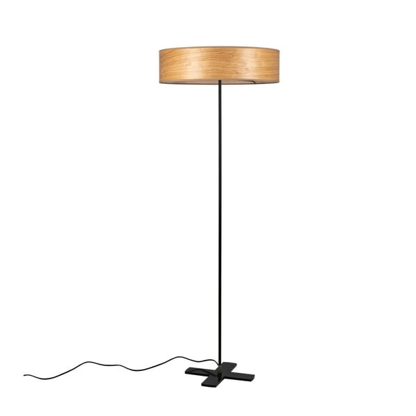 Светлокафява свободностояща лампа с абажур от естествен фурнир Ocho - Bulb Attack