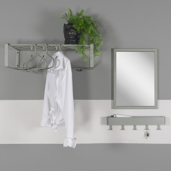 Сиво-зелена метална стенна закачалка с рафт 52 cm Dax Play – Spinder Design-image-1