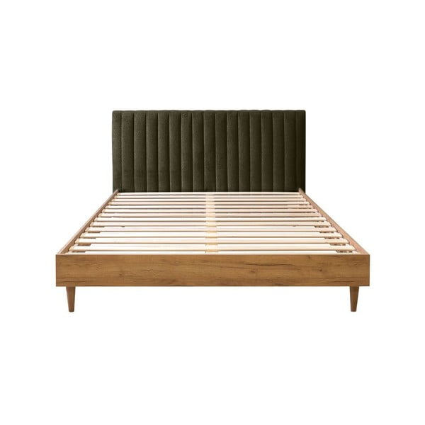Тъмнозелено/естествено двойно легло с решетка 160x200 cm Oceane - Bobochic Paris