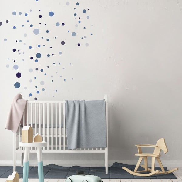 Комплект от 100 сини стикера за стена Кръгли стикери - Ambiance-image-3