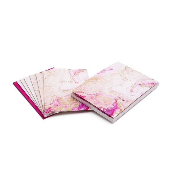 Комплект от 6 розови бланки за писма с пликове Quartz - GO Stationery