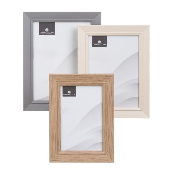 Рамки за стена в кафяво-естествен цвят в комплект от 3 броя 14x19 cm - Casa Selección