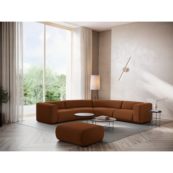 Оранжев/кафяв кадифен ъглов диван Ekahi – Makamii-image-1