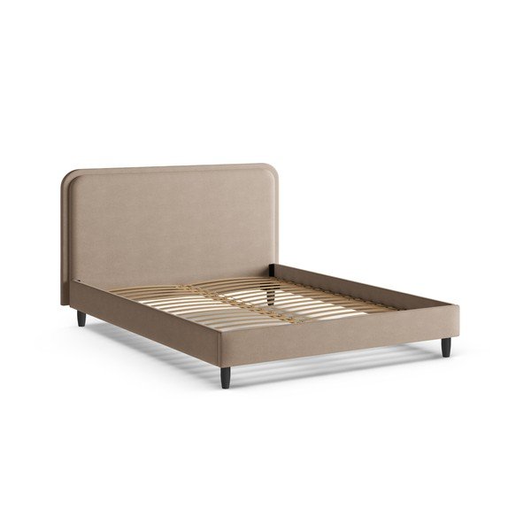 Сиво-бежово тапицирано двойно легло с включена подматрачна рамка 160x200 cm Aveline – Micadoni -image-2