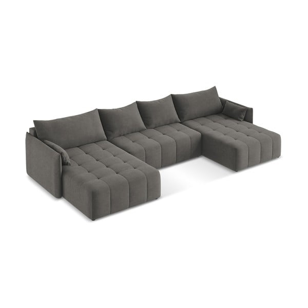 Тъмносив разтегателен ъглов диван с място за съхранение (U форма) Moku – Makamii-image-3