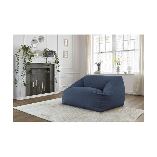 Тъмносин пуф от рипсено кадифе Lilibet – Bobochic Paris-image-1