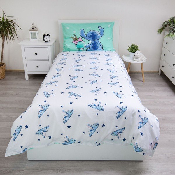 Единично  памучно детско спално бельо в цвят мента 140x200 cm Lilo & Stitch "Buddies" – Jerry Fabrics-image-2