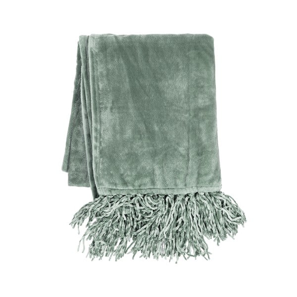 Зелено микро плюшено одеяло с пискюли, 220 x 240 cm - Tiseco Home Studio
