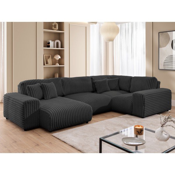 Тъмносив ъглов диван от рипсено кадифе (десен ъгъл U форма) Justin – Ropez-image-4