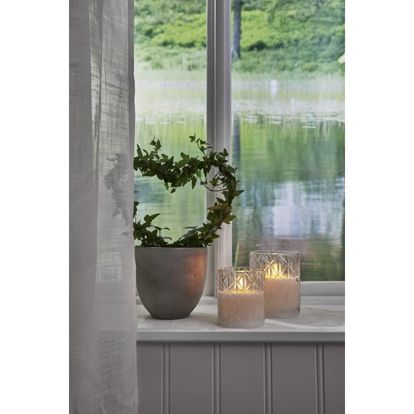 Бяла LED восъчна свещ в стъкло, височина 10 см Flamme Romb - Star Trading-image-4