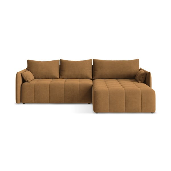 Теракотен разтегателен ъглов диван с място за съхранение (десен ъгъл) Moku – Makamii