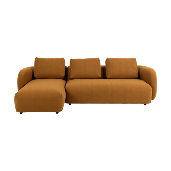 Ъглов диван от плат букле в цвят горчица (ляв ъгъл) Imola – Bonami Selection