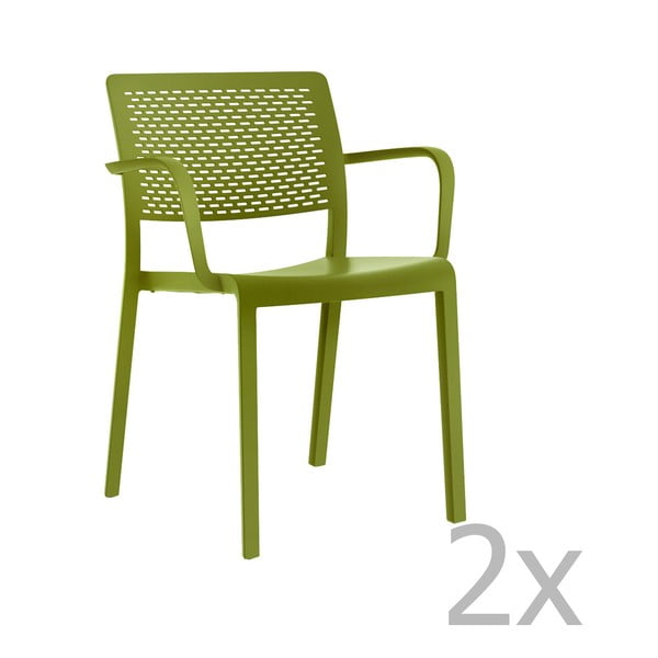 Комплект от 2 зелени градински стола Trama - Resol