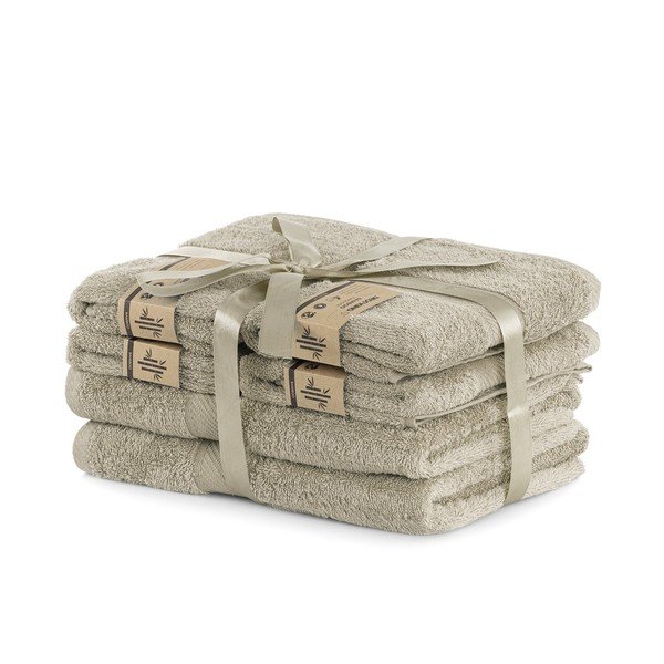 Комплект от 2 бежови кърпи за баня и 4 кърпи Bamby Beige - DecoKing-image-1