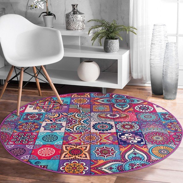 Кръгъл килим подходящ за пране и за прахосмукачки роботи ø 100 cm Comfort – Mila Home-image-3