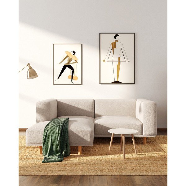 Бежов ъглов диван от плат bouclé (ляв ъгъл) Kukumo - Ame Yens-image-1