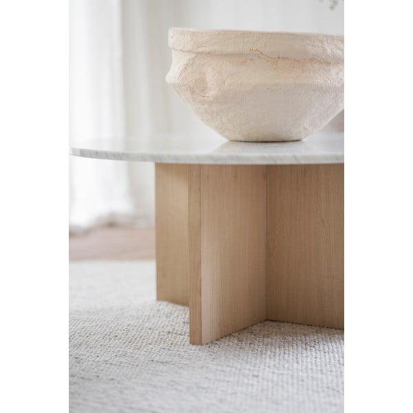 Кръгла масичка за кафе от бяло-кафяв мрамор 90x90 cm Brooksville - Rowico-image-4