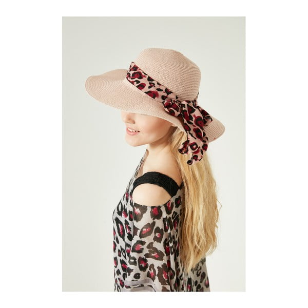 Розова дамска сламена шапка с леопардова панделка - Alexander McKensey