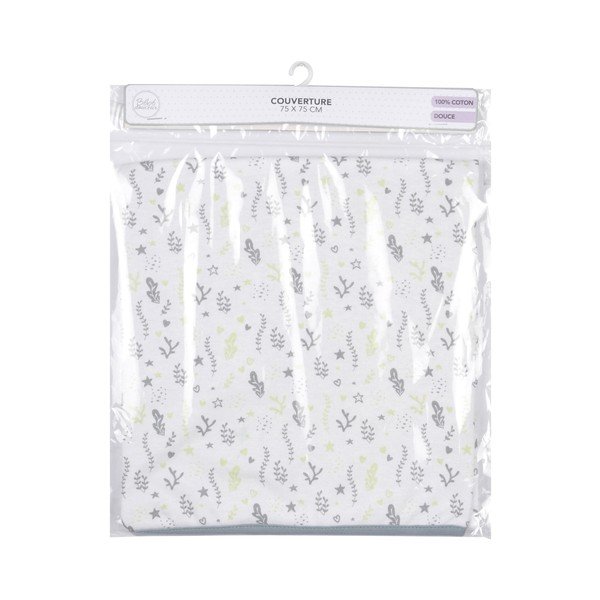 Бяло-сиво памучно бебешко одеяло 75x75 cm Ocean – Bébé Douceur-image-1