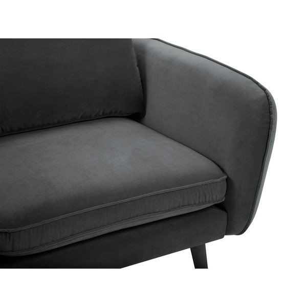 Тъмно сиво кадифено кресло с черни крака Lento - Kooko Home-image-4