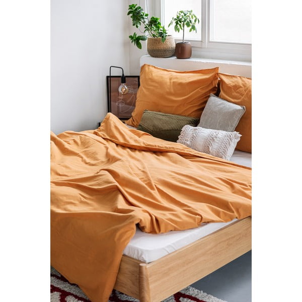 Оранжев чаршаф за двойно легло от измит памук , 200 x 200 cm - Bonami Selection-image-3